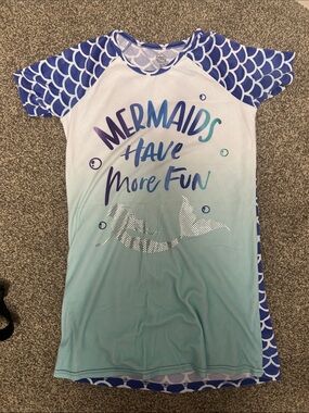 wonder nation Blue and White Mermaid Scale Swim Cover-Up